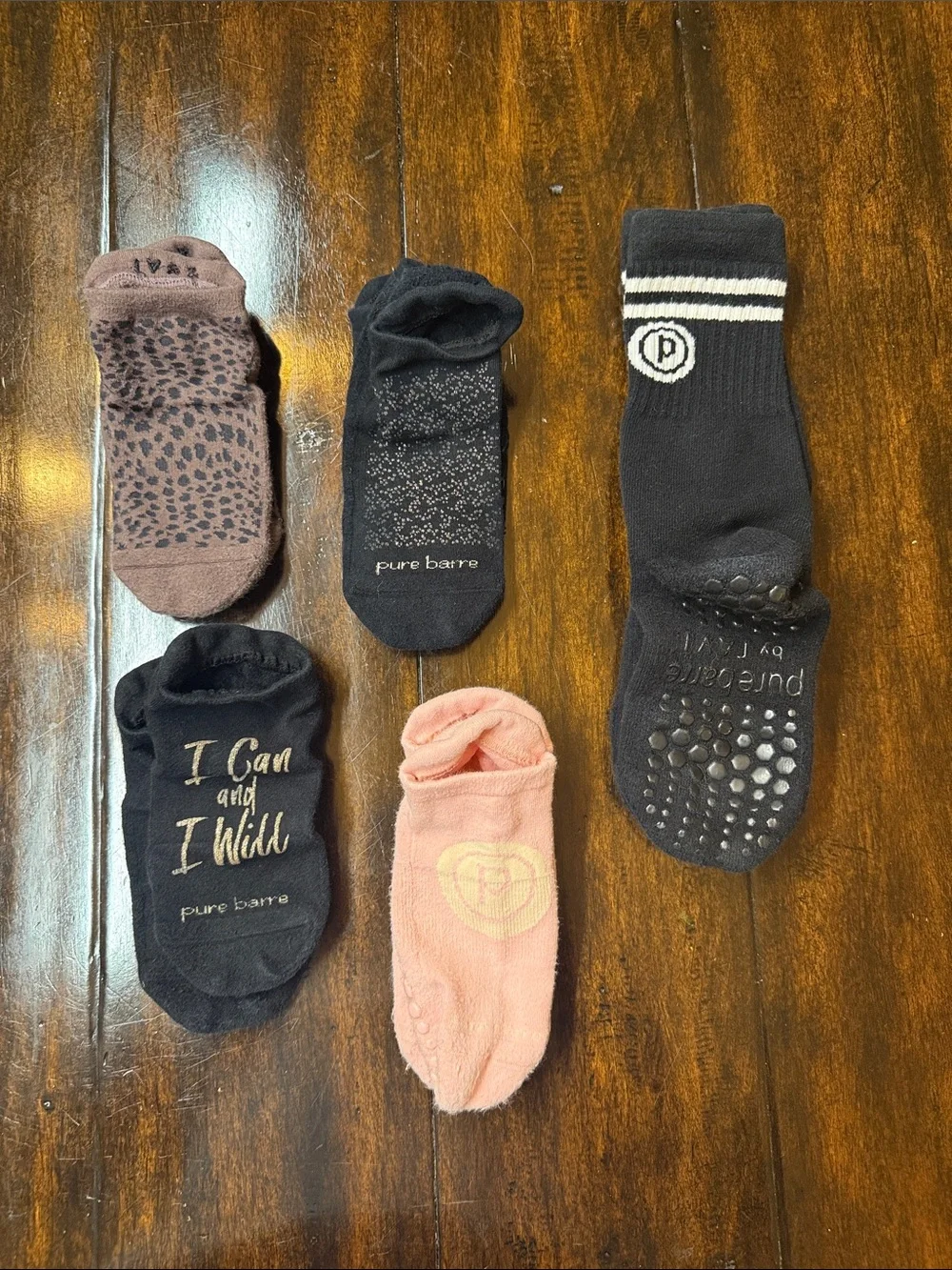 Pure Barre Mixed Grip Ballet Socks - Black, Pink, Brown